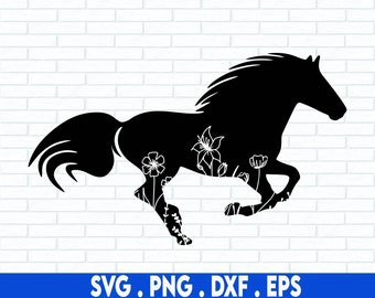 Floral Horse SVG, Wildflower, Svg File For Cricut, Sublimation Designs Downloads, Western SVG, Equestrian SVG, Farmhouse Svg, Rodeo Svg