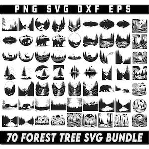Forest Scene SVG Bundle, Mountain Forest, Tree Line, Woodland Svg, Nature Svg, Forest landscape Svg, Forest vector, Rustic forest Svg