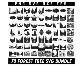 Waldszene SVG-Bundle, Bergwald, Baumlinie, Waldland-Svg, Natur-Svg, Waldlandschafts-Svg, Waldvektor, rustikaler Wald Svg
