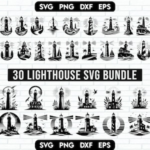 Bundle Light House SVG, Silhouette de phare, phare png, téléchargement immédiat, phare SVG, océan Svg, phare Cricut, clipart mer
