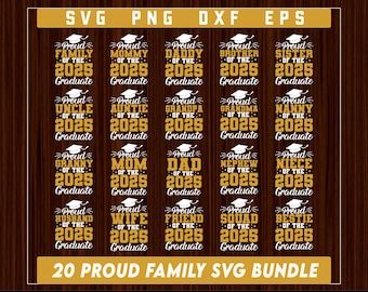 Proud Family of 2025 Graduate SVG Bundle, Proud Graduate Family Png, Class of 2025 svg, Graduation Family svg, Senior Family Png