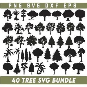 Tree Svg Bundle, Tree Silhouette, Tree Vector, Summer Tree Svg, Winter Tree Svg, Tree Clipart, Tree Cut File For Circut,Pine Tree Silhouette