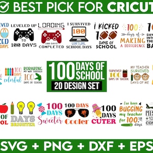 Pacchetto SVG 100 giorni di scuola, Buoni 100 giorni di scuola, 100 giorni più luminosi, Pacchetto SVG per il ritorno a scuola, Pacchetto scolastico SVG, Maglietta scolastica SVG