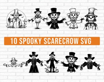 Scarecrow SVG, Halloween Scarecrow Images, Halloween Clipart, Spooky Fall svg, Autumn svg, Scary Scarecrow Svg