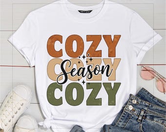Cozy Season Png Checkered, Retro Fall Png, Get Cozy Png, Womens Fall Png, Fall Graphic Shirt Png, Women Fall Shirt Png, Trendy Autumn png