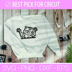 Kikande katt Svg, Katt SVG, Svart katt svg, Kikande katt clipart, Kikande katt SVG, Randiga kattungar Svg, Päls kattunge Svg, Katt clipart, Rolig katt bild 7
