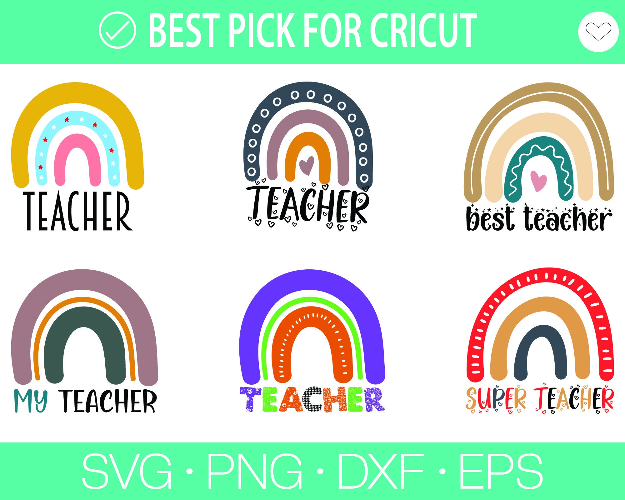 Teacher Rainbow Svg Bundle Teacher Rainbow Png SVG Teacher - Etsy