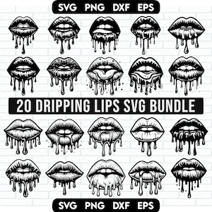 Dripping Lips Svg Bundle, Dripping Lips SVG, Lips SVG, Melanin Svg, Dripping Silhouette, Lips Silhouette, Dripping Lips Png Bundle