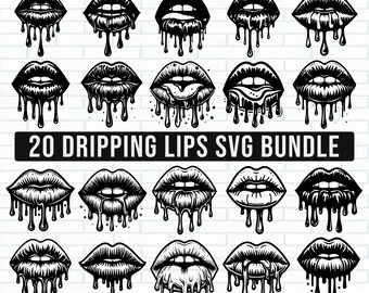Dripping Lips Svg Bundle, Dripping Lips SVG, Lips SVG, Melanin Svg, Dripping Silhouette, Lips Silhouette, Dripping Lips Png Bundle