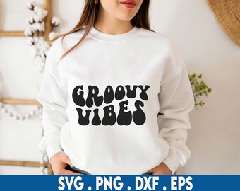 Groovy Vibes Svg, Motivacional Svg, Groovy T-Shirt Design, Hippie Designs Svg, Summer Svg, Wavy Stacked Svg, Dxf Eps Png Silhouette Cricut