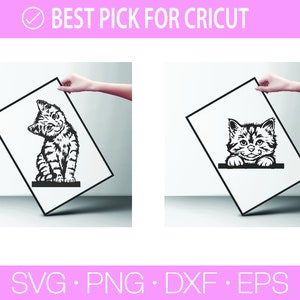 Kikande katt Svg, Katt SVG, Svart katt svg, Kikande katt clipart, Kikande katt SVG, Randiga kattungar Svg, Päls kattunge Svg, Katt clipart, Rolig katt bild 10