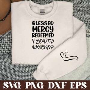 Retro Blessed Redeemed Quotes Png Eps, Elegant Boho Christian Quote Png, Religious Sleeve Shirt Design Png, Faith PNG Inspirational Png