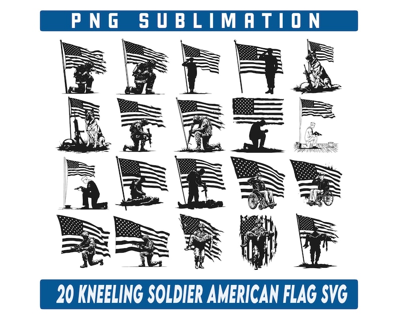 Kneeling Soldier SVG Bundle, Memorial Day Svg, American Flag Svg ...
