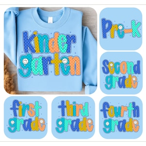 Retro Back to School Boys PNG Bundle, Kindergarten Kid Design, First Day Shirt PNG, Pre-K to Fourth Grade Png, School Boy Sublimation File