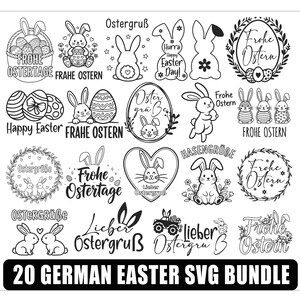 Tysk påskplotter Svg-paket, påsksvg, påskbokstäver svg, påsksvg, påskordspråk svg, påsksvg, påsköstersvg, tysk svg