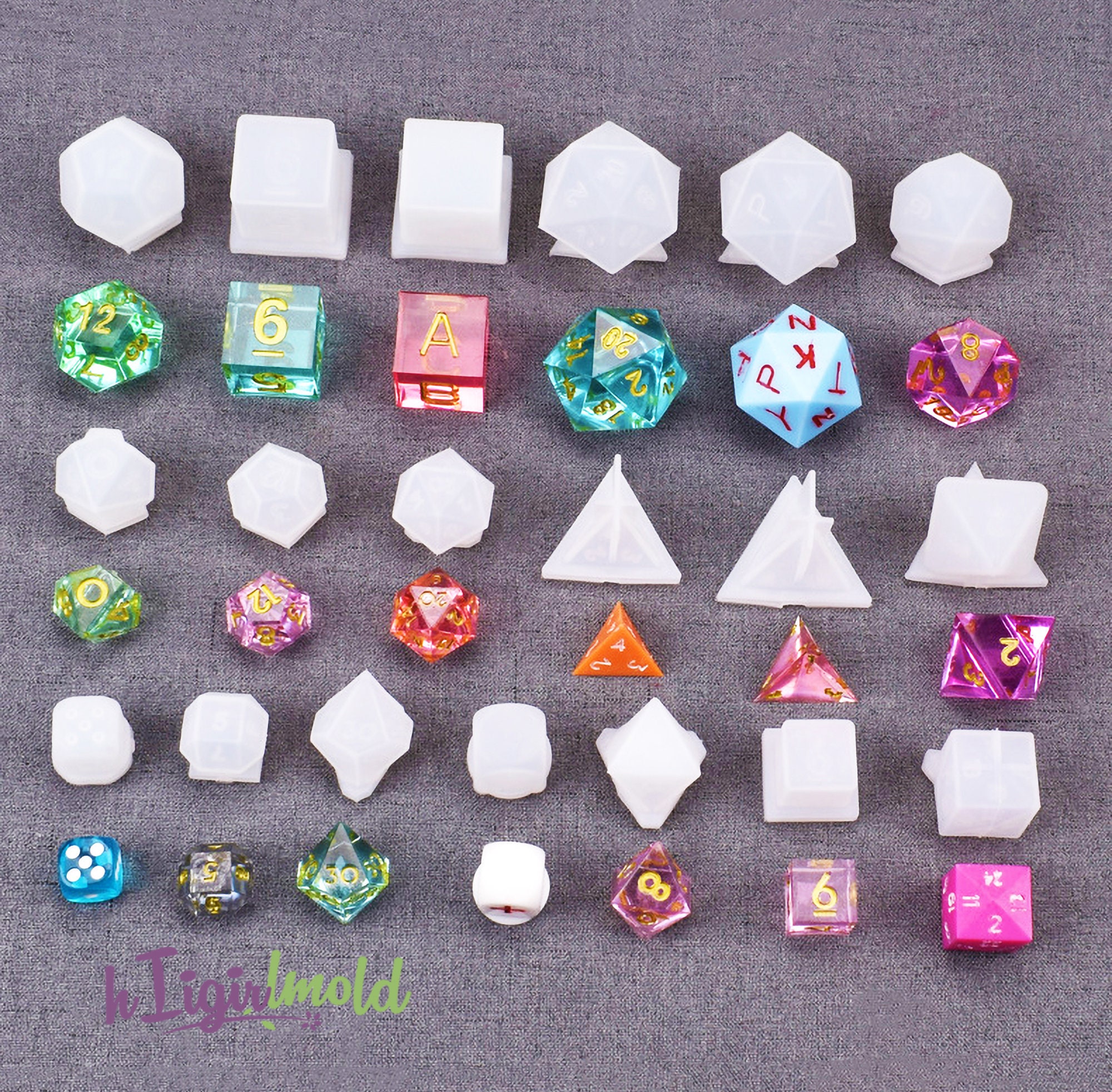 Dice Mold DnD Dice Set Resin Mold19 Styles Dice Silicone Etsy