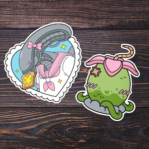 Sticker anime alien schoolmeisje en Tsunder-egg [Emaille pin/T-shirt link in beschrijving]