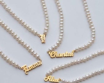 Classic Pearl Name Necklace by 