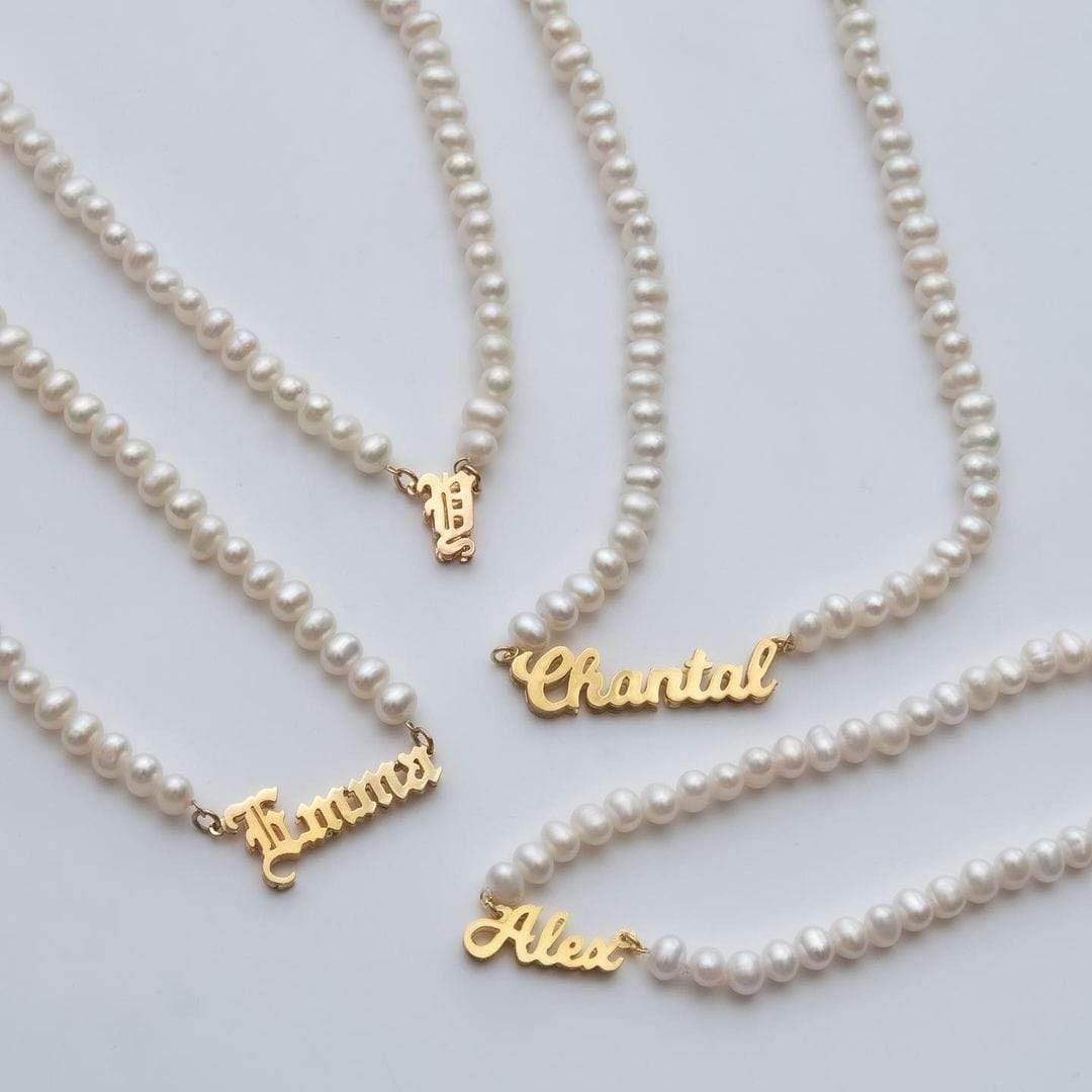 Classic Pearl Name Necklace by 