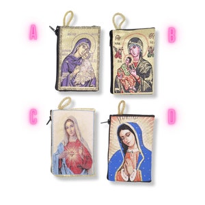 Sacred Heart Jesus Christ Embroidered Rosary Pouch With Zipper - The