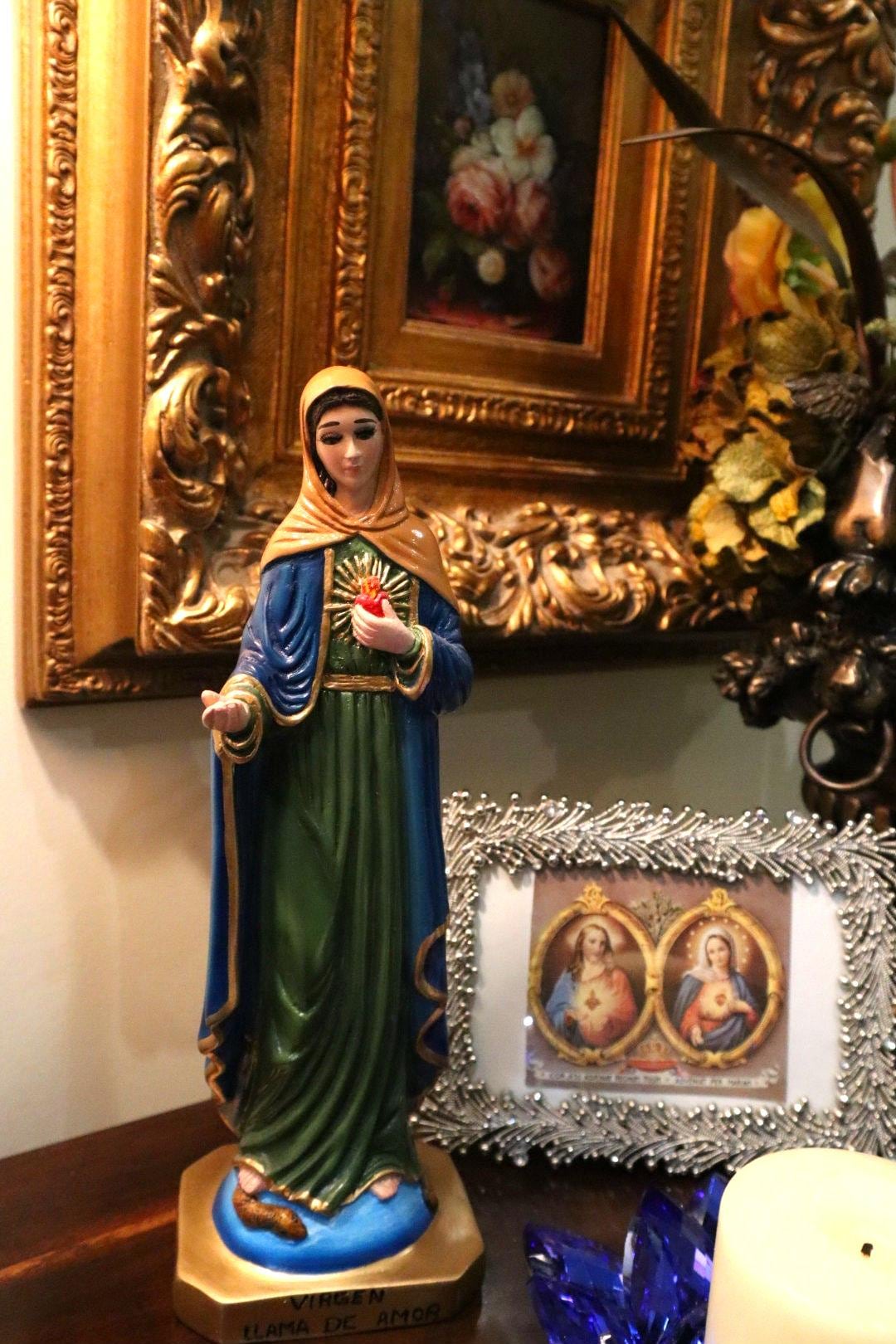 Estatua De La Virgen - Llama De Amor - Virgin Mary Statue