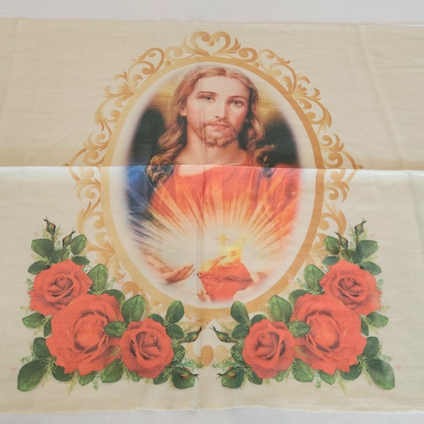 Sacred Heart Veil - manto sagrado Corazón de Jesús - Jesus Christ - veil - rebozo - mantel - catholic scarf - Rebozo - Sacred heart shawl