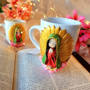Coffe Cup, Coffe mug - Catholic Mug - Catholic Coffe Cup - For her - Guadalupe - Virgin Mary - Our Lady of Guadalupe - Hand Made - Gift