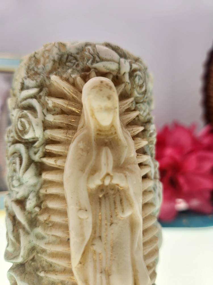 Hand Casted Catholic Candle Virgin Mary Candle Guadalupe Etsy