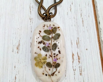 Clay Necklace, Clay Pendant, Botanical Pendant, Girl Necklace, Natural Style, Zakka, Japanese Style, 雑貨, ざっか