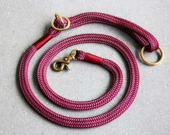 Burgundy/Gold dog leash flat rope
