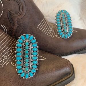 Large Turquoise concho ring, western jewelry, western ring, turquoise ring, turquoise jewelry, statement ring, concho ring