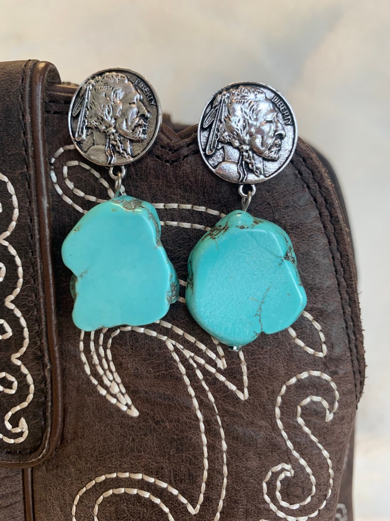 Turquoise slab earrings Clearance