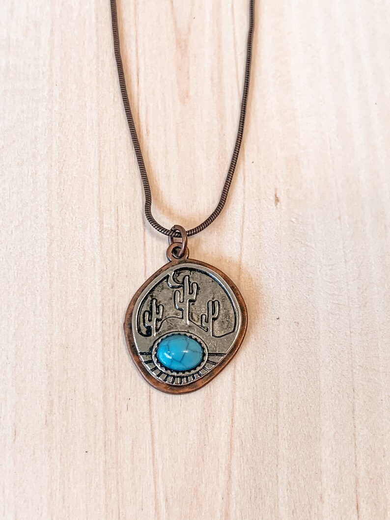 SALE Copper Desert Cactus Turquoise Necklace Set SALE Copper Desert Cactus Turquoise Necklace Set