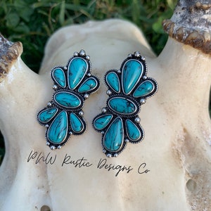 Western turquoise earrings, western jewelry, turquoise jewelry, western earrings, turquoise earrings, concho jewelry, concho earrings