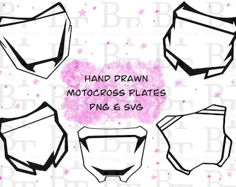 Ręcznie rysowane talerze motocrossowe SVG PNG: Odzież motocyklowa (pobieranie cyfrowe)