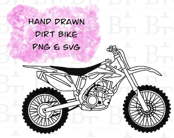 Ręcznie rysowany motocykl terenowy SVG PNG: Odzież motocyklowa, grafika wyścigowa (pobieranie cyfrowe)