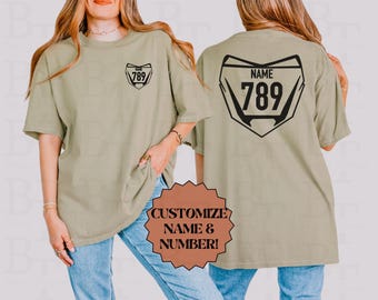 Spersonalizowana koszulka z numerem Motocross, spersonalizowana odzież motocyklowa, wygodna koszulka unisex w kolorach