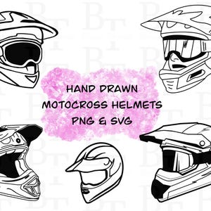 Caschi da motocross disegnati a mano PNG e SVG, Dirt Bike PNG SVG, Abbigliamento da moto SVG, Racing PNG, Solo download digitale