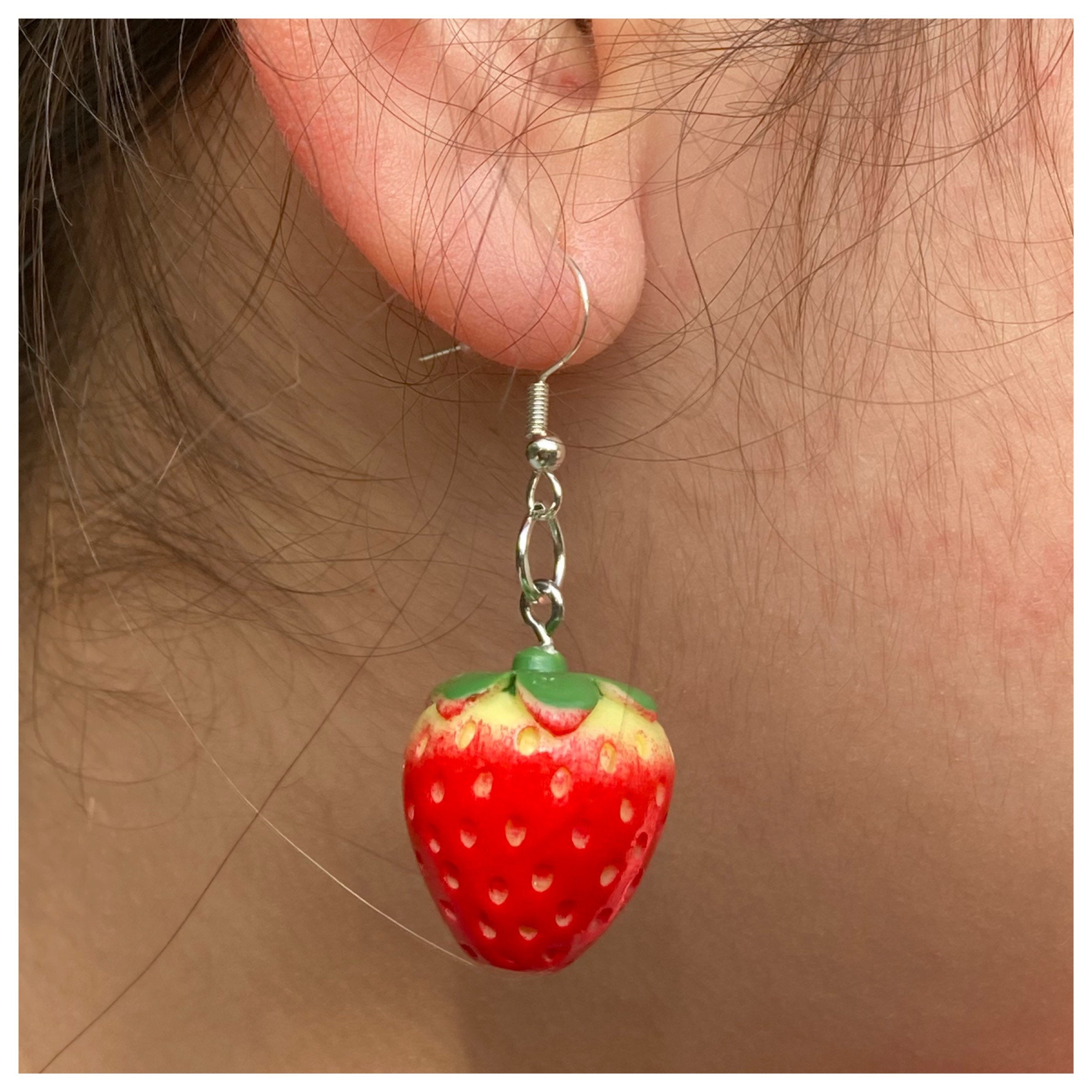 Strawberry Earrings Sterling Silver Etsy