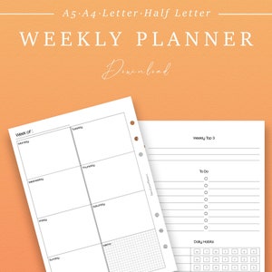 Printable Undated Weekly Planner Weekly Bullet Journal Bujo - Etsy