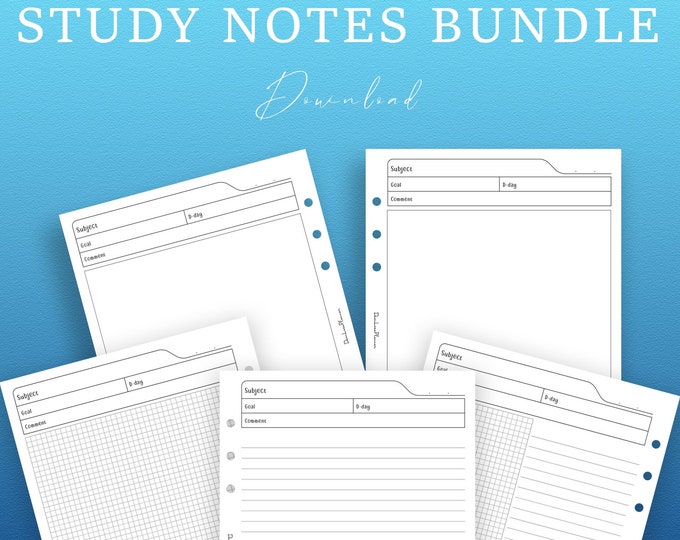 Printable Class Note Planner Bundle Lecture Note Paper Set Study ...