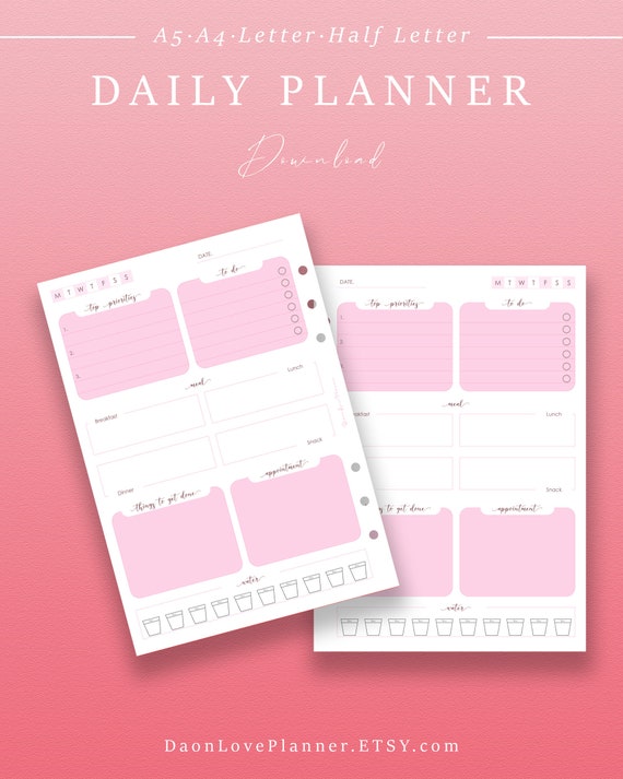 Printable Daily Block Planner Daily Time Management Meal | Etsy