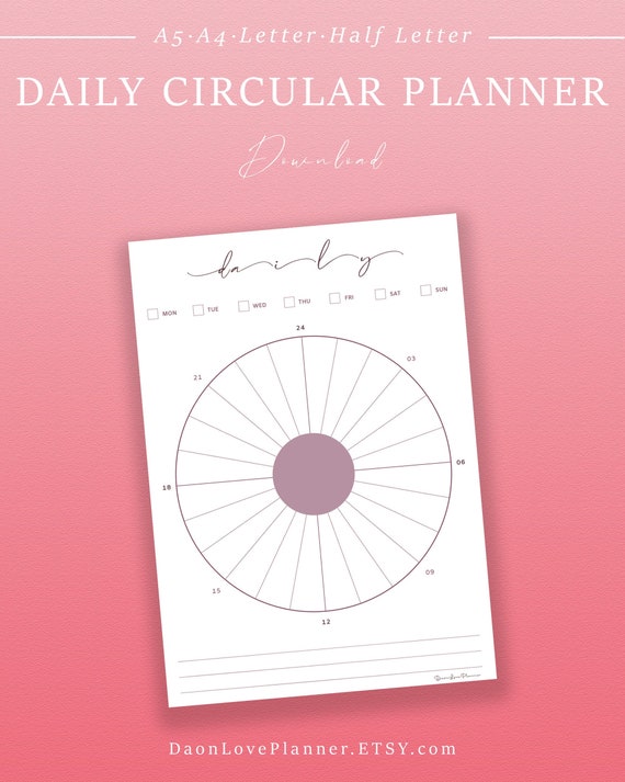 Printable Daily Circular Planner Time Management Templates Etsy