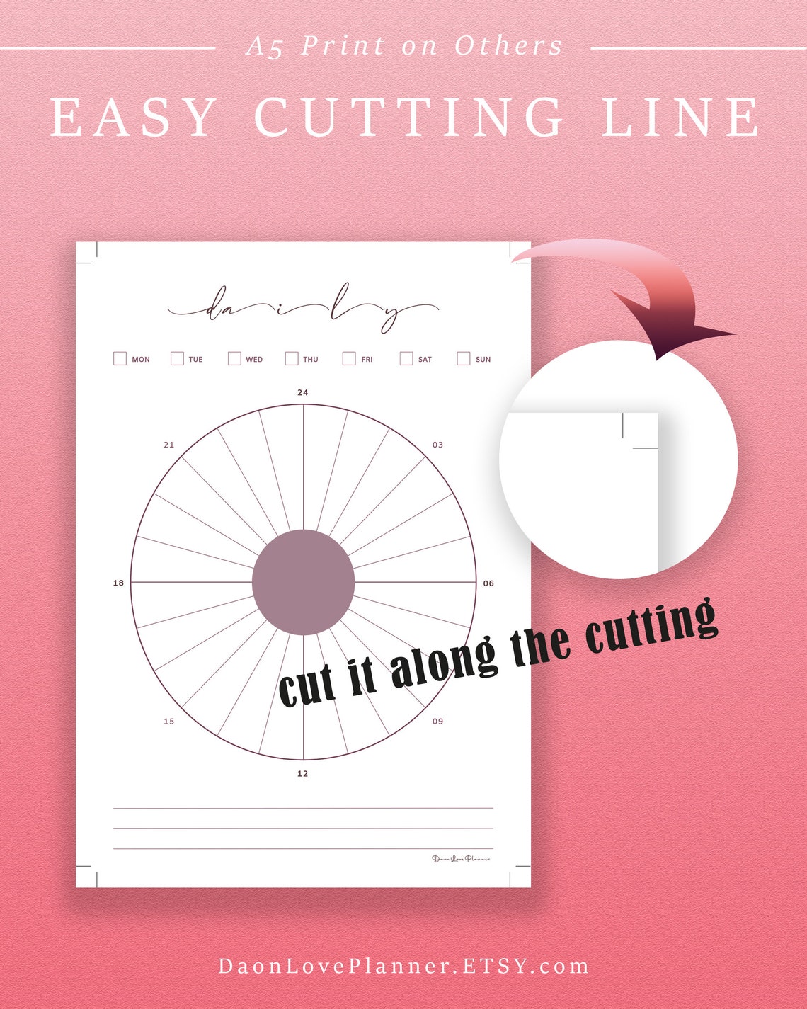 Printable Daily Circular Planner Time Management Templates Etsy