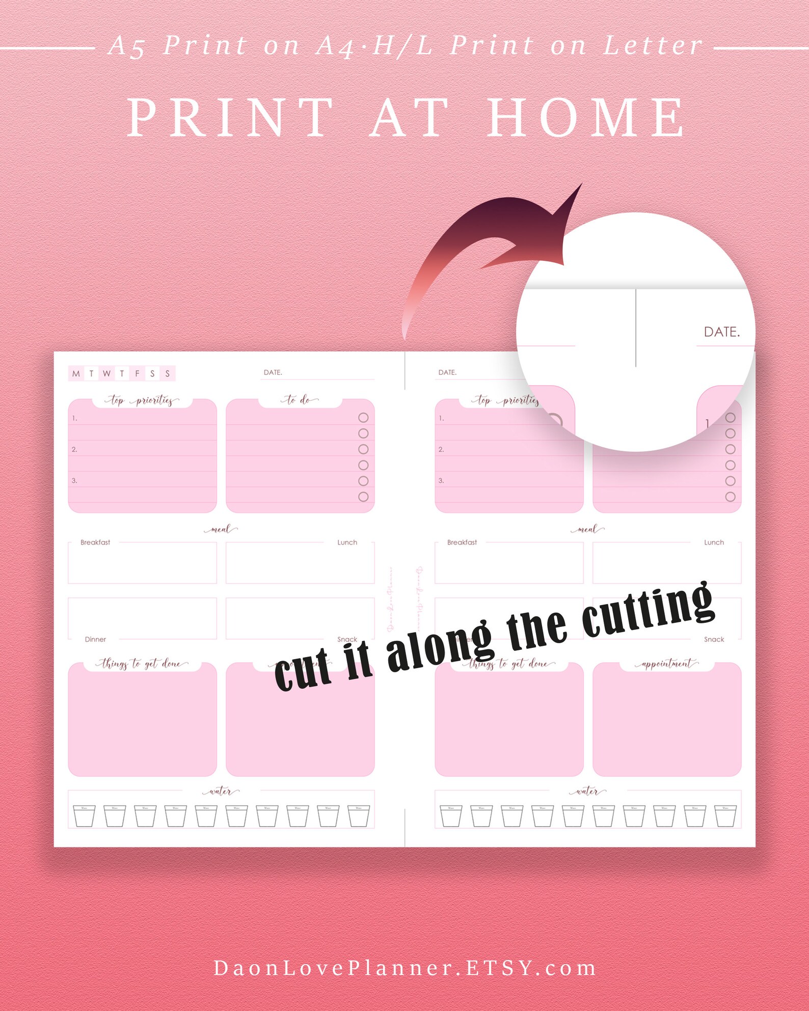 Printable Daily Block Planner Daily Time Management Meal | Etsy