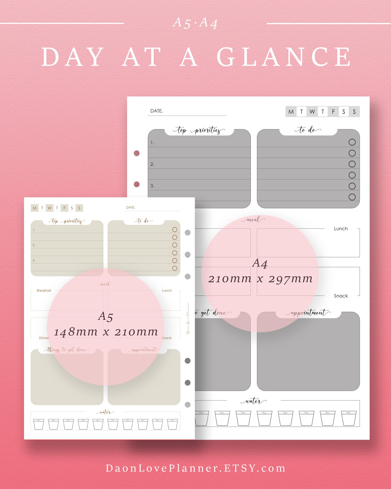 Printable Daily Block Planner Daily Time Management Meal | Etsy