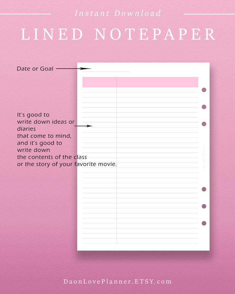 Printable Basic Lined Notebook Planner Lined Template for - Etsy