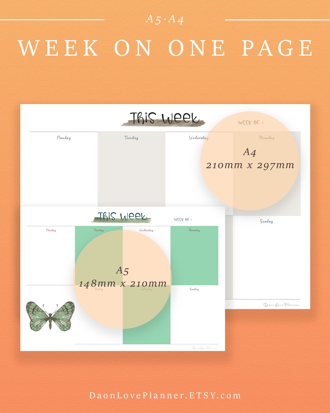 Printable Weekly Planner Horizontal Template PDF | Etsy
