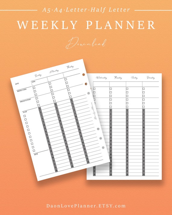 Printable Weekly Planner Time Management Weekly Journal - Etsy