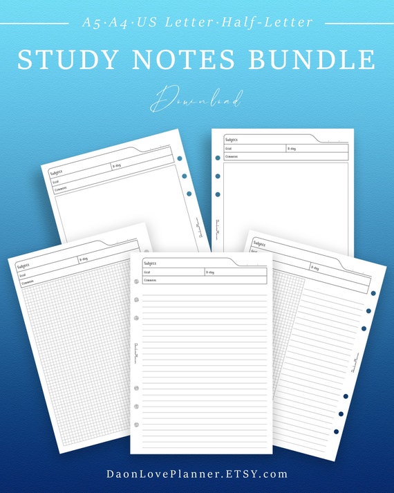 Printable Class Note Planner Bundle Lecture Note Paper Set | Etsy